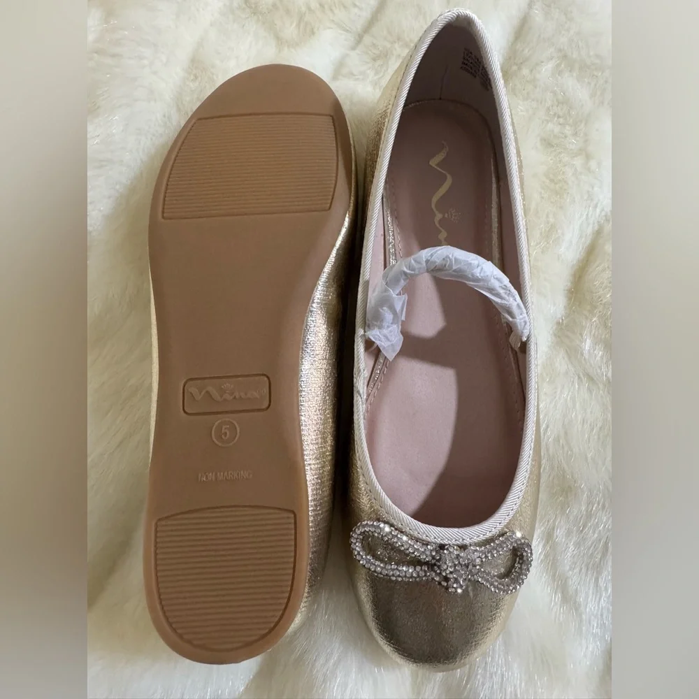 Nina Gold Kids Dress Shoes with Bow NWT